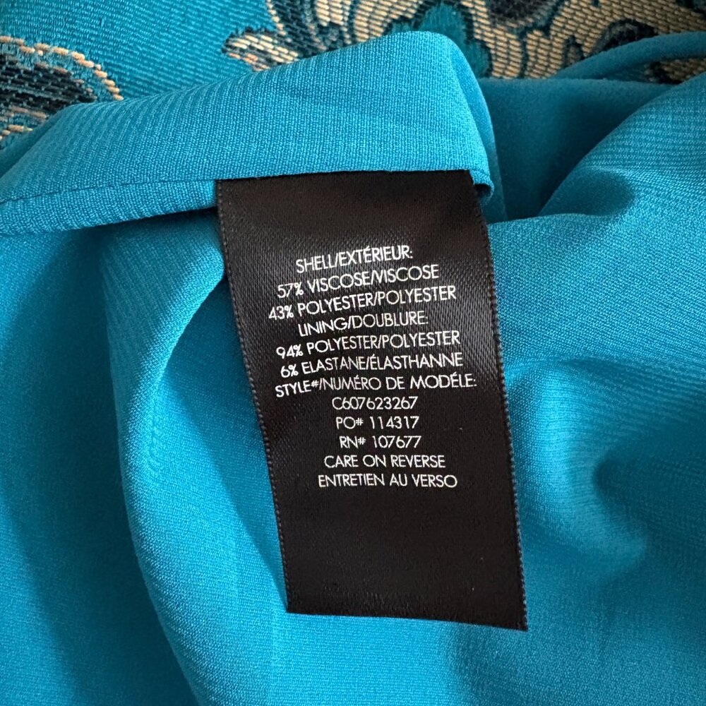 Alice + Olivia Natalee Jacquard Racerback A-Line Dress Turquoise Peacock Size 4 - Picture 8 of 8
